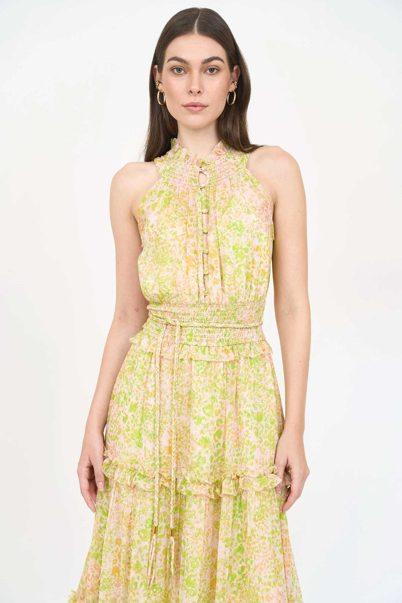 Christy Lynn Amanda Dress in Lime Leopard
