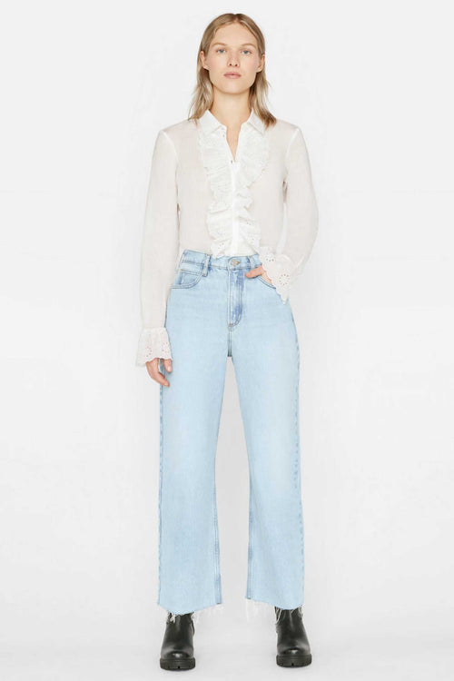 Frame Le High N Tight Wide Leg Crop Raw in Legacy Chew
