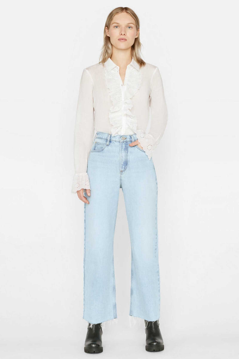 Frame Le High N Tight Wide Leg Crop Raw in Legacy Chew