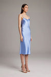 Voz Midi Silk Slip Dress in Periwinkle
