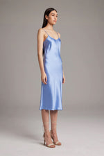 Voz Midi Silk Slip Dress in Periwinkle