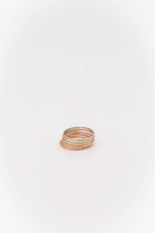 Melissa Joy Manning Set of 8 Gold Stacking Rings 14 Karat Gold, Pink Gold, Green Gold, and White Gold