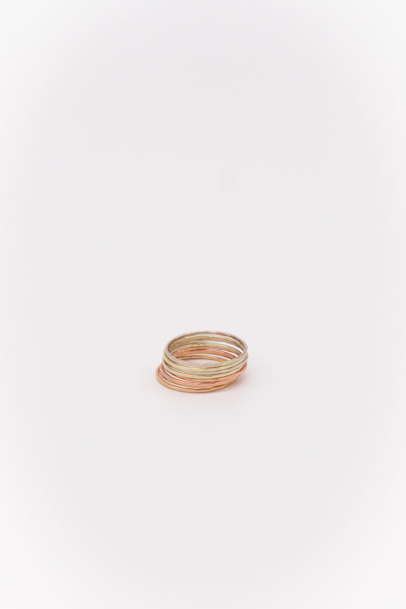 Melissa Joy Manning Set of 8 Gold Stacking Rings 14 Karat Gold, Pink Gold, Green Gold, and White Gold