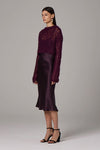 VOZ Open Mesh Cropped Sweater in Bordeaux