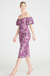 Monique Lhuillier Off The Shoulder Midi Dress in Painted Blur