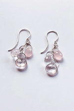 Melissa Joy Manning Sterling Silver Rose Quartz Triple Drop Earrings