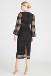Monique Lhuillier 3/4 Sleeve Lace Midi Dress in Black