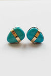 Melissa Joy Manning Limited Edition Arizona Morenci Turquoise Stud Earring 14K Gold