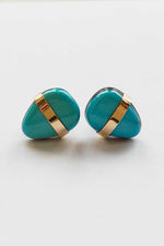 Melissa Joy Manning Limited Edition Arizona Morenci Turquoise Stud Earring 14K Gold