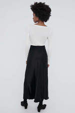 Silk laundry Long Bias Cut Skirt in Black