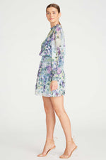 Monique Lhuillier Long Sleeve Short Dress in Painted Bouquet