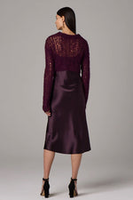 VOZ Open Mesh Cropped Sweater in Bordeaux