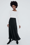 Silk laundry Long Bias Cut Skirt in Black