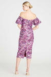Monique Lhuillier Off The Shoulder Midi Dress in Painted Blur