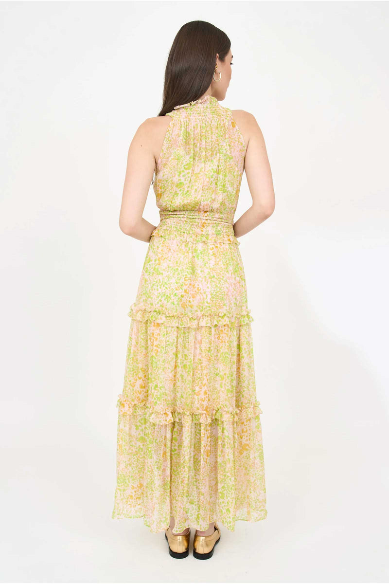 Christy Lynn Amanda Dress in Lime Leopard