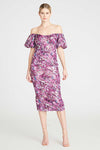 Monique Lhuillier Off The Shoulder Midi Dress in Painted Blur
