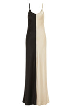 Silk Laundry Two-Tone Dress in Hazelnut and Black