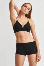 Skin Gita Black Organic Cotton Bralette with J-Hook and Front Scoop