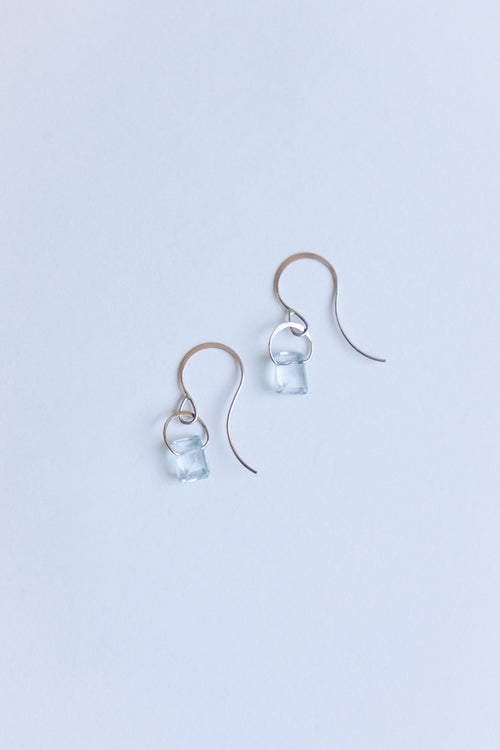 Melissa Joy Manning 14K Gold Emerald Cut Aquamarine Drop Earring