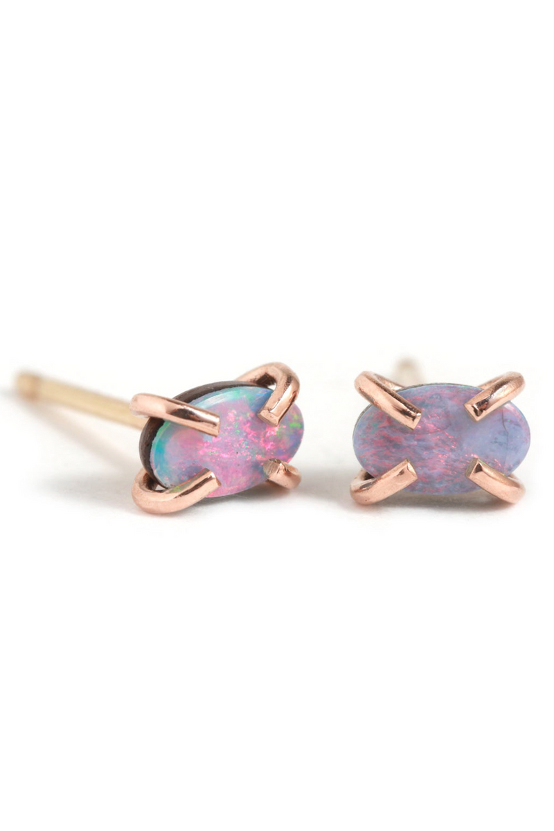 Melissa Joy Manning 14K Pink Gold Limited Edition Australian Opal Stud Earrings