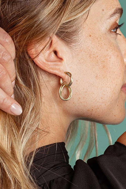 Soko Brass Double Hoop Nia Stud Earrings