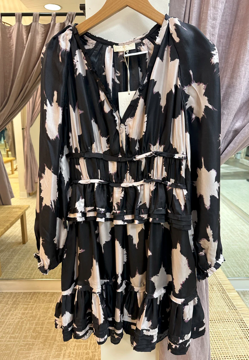 Ulla Johnson Emery Silk Dress in Noir Blur