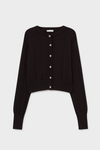 Silk Laundry Cropped Cardigan in Black
