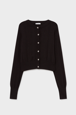 Silk Laundry Cropped Cardigan in Black