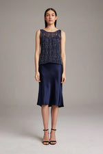 Voz Lace Knit Tank in Midnight