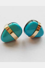 Melissa Joy Manning Limited Edition Arizona Morenci Turquoise Stud Earring 14K Gold