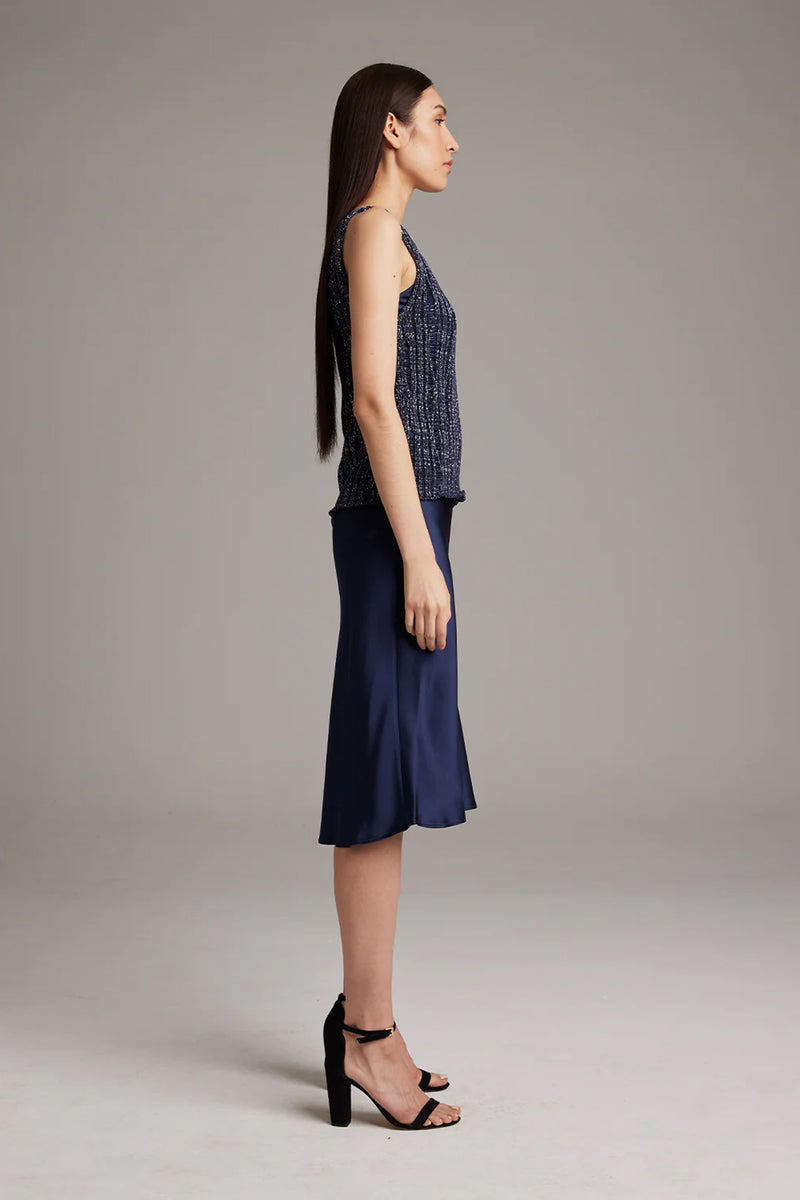 Voz Lace Knit Tank in Midnight