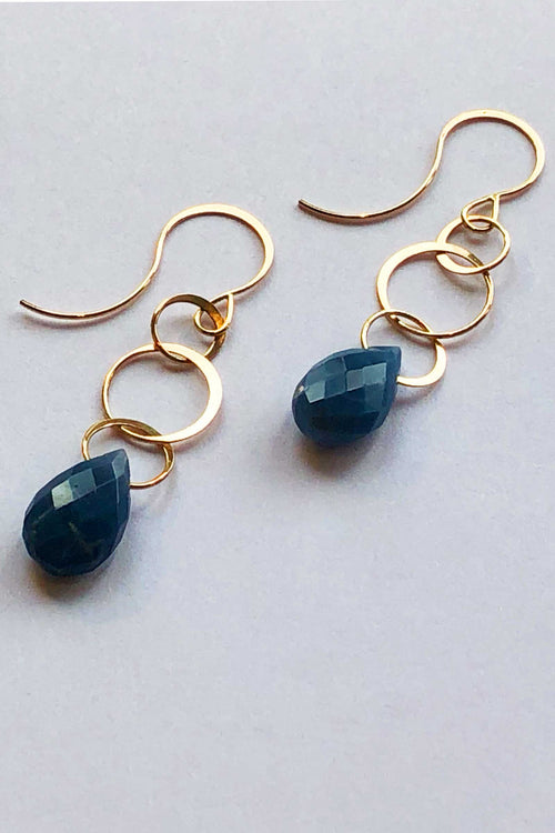 Melissa Joy Manning 14K Gold Blue Opal Single Drop Earrings