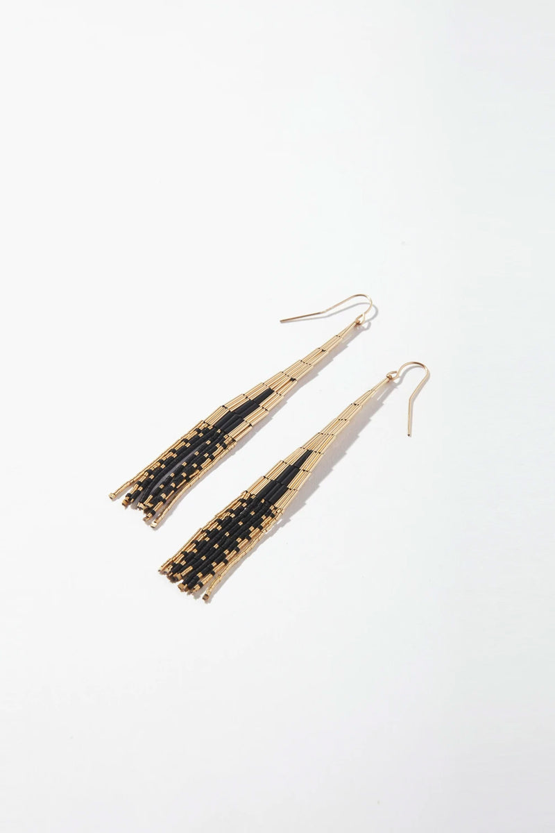 ILD 14K Gold Dune Fringe Earrings in Black