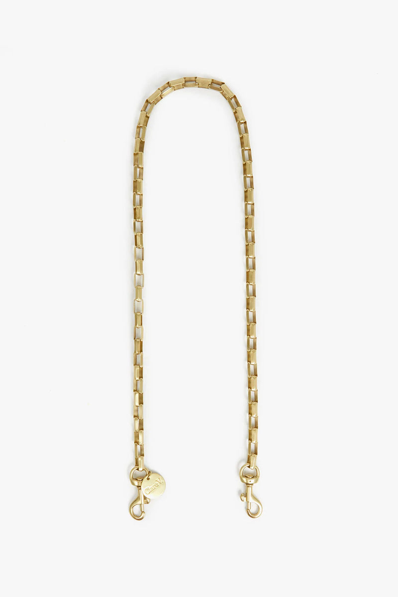 Clare V. Box Chain Shoulder Strap in Natural Brass