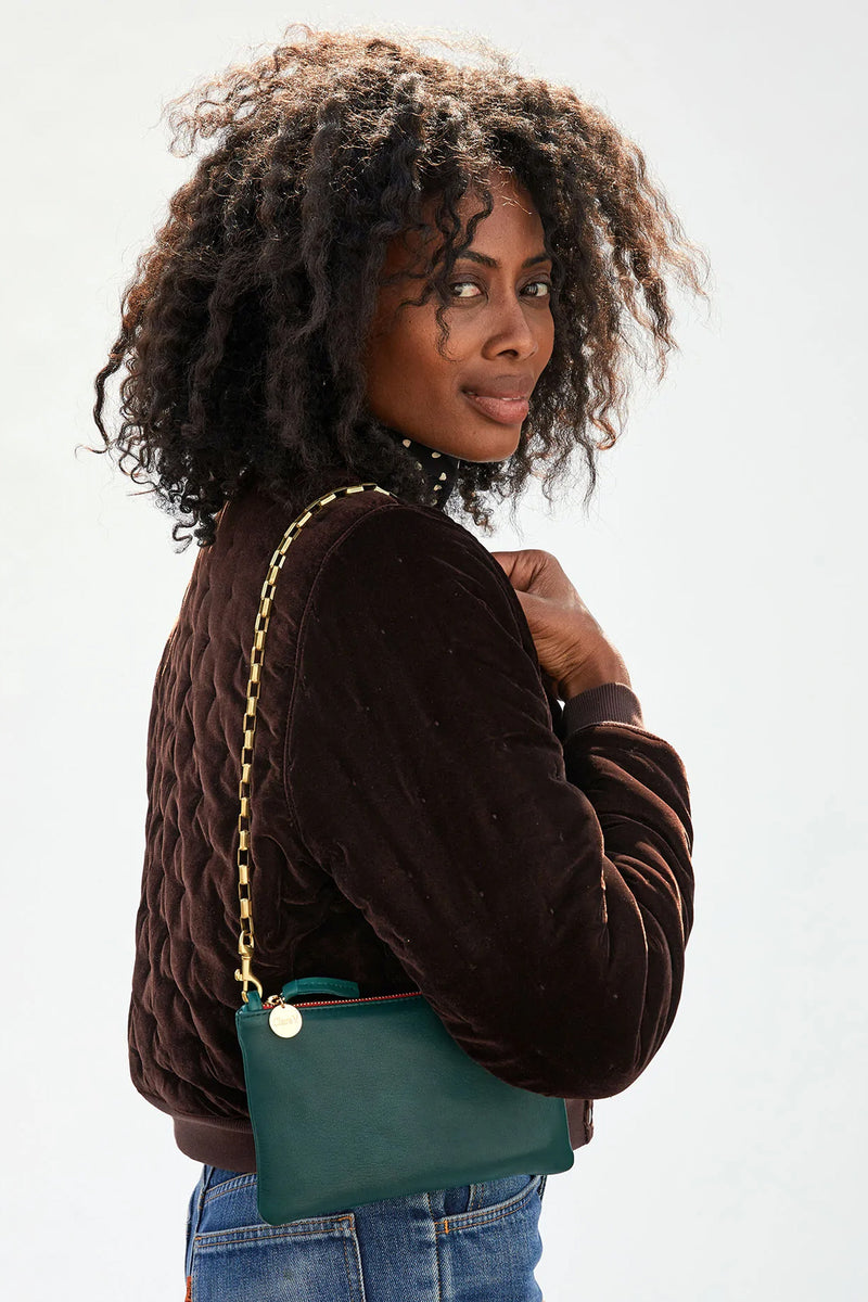 Clare V. Box Chain Shoulder Strap in Natural Brass