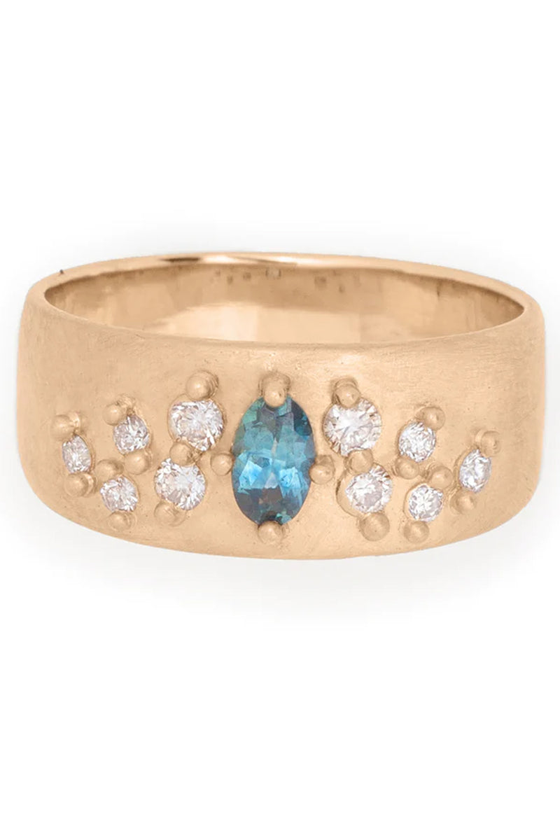 Valley Rose Diamond Diamond and Montana Sapphire Ceto Cigar Band