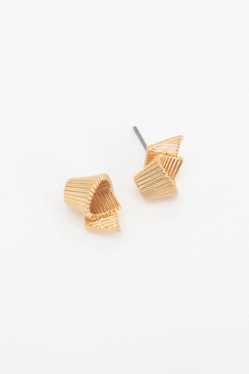 Clare V. Ribbon Studs in Vintage Gold
