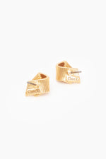 Clare V. Ribbon Studs in Vintage Gold