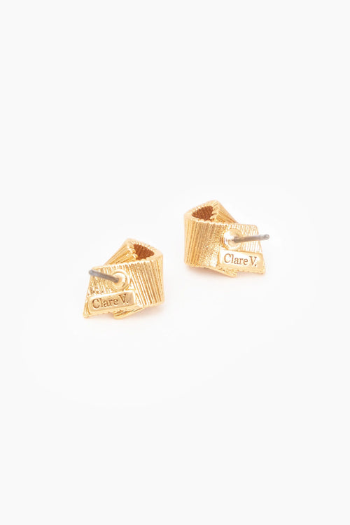 Clare V. Ribbon Studs in Vintage Gold