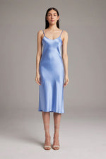 Voz Midi Silk Slip Dress in Periwinkle
