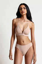 Skin Gita Organic Cotton J Hook Bralette in Macadamia