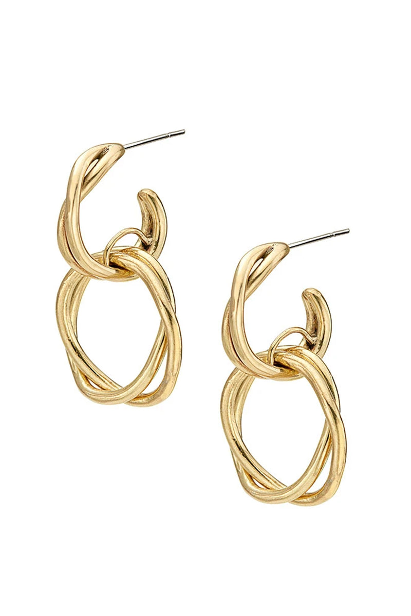 Soko Brass Double Hoop Nia Stud Earrings