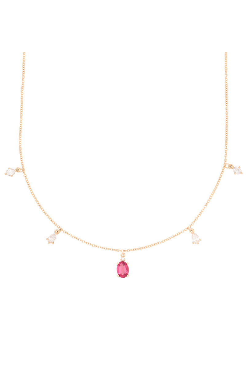 Valley Rose Circe Garnet and Diamond Five Drop Necklace
