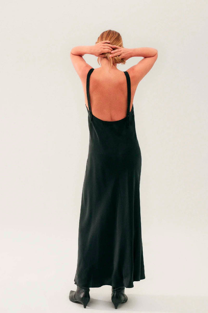 Silk Laundry Deco Ruched Dress in Black