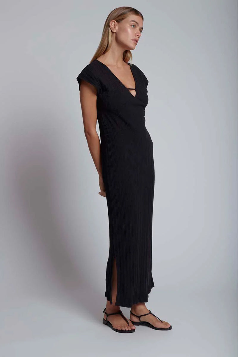 Skin Reyna Caftan Cotton Dress in Black