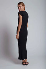 Skin Reyna Caftan Cotton Dress in Black