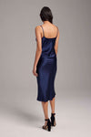 Voz Midi Silk Slip Dress in Navy